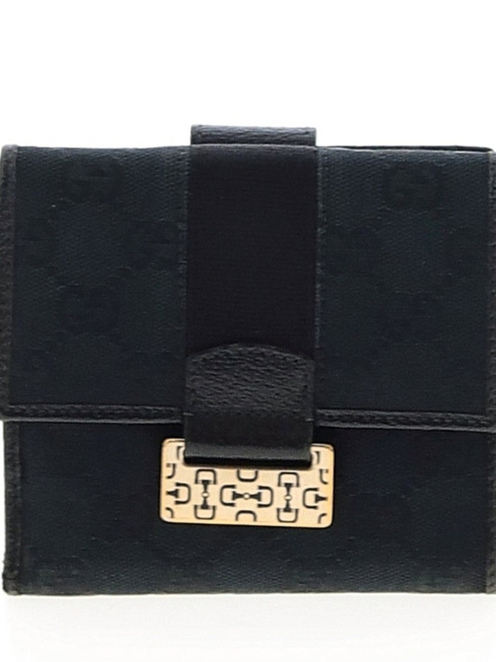Gucci Black Leather and Canvas Horsebit Men's Vintage Wallet